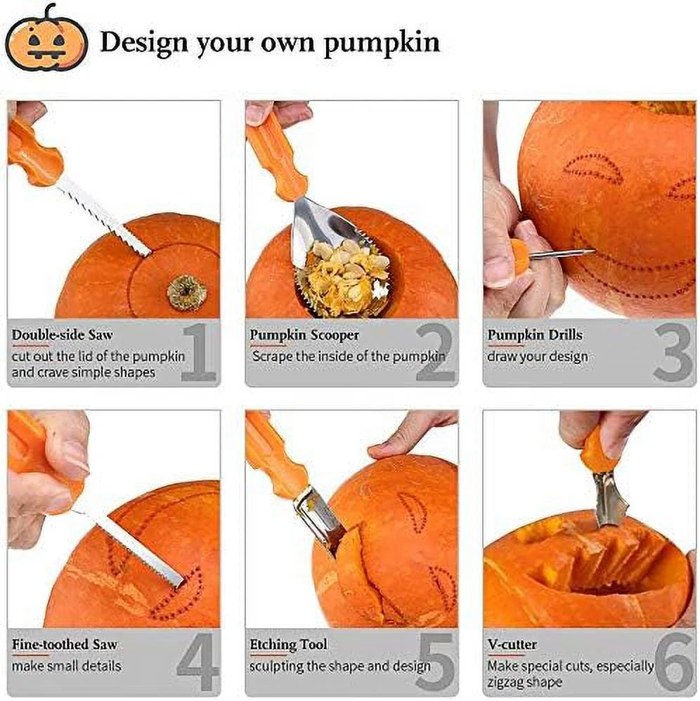 " 10-Piece Professional Pumpkin Carving Kit with Carrying Bag – Perfect for Halloween Fun!"