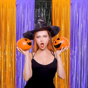 Get ready for spooky fun! 🎃🎉 Grab the Lolstar 3 Pack Halloween Photo Booth Props with vibrant Orange, Purple & Black Foil Fringe Curtains! Perfect 3.3 x 6.6 Ft backdrop for unforgettable birthday, anniversary & Halloween party moments! 🕷️✨ LOLStar