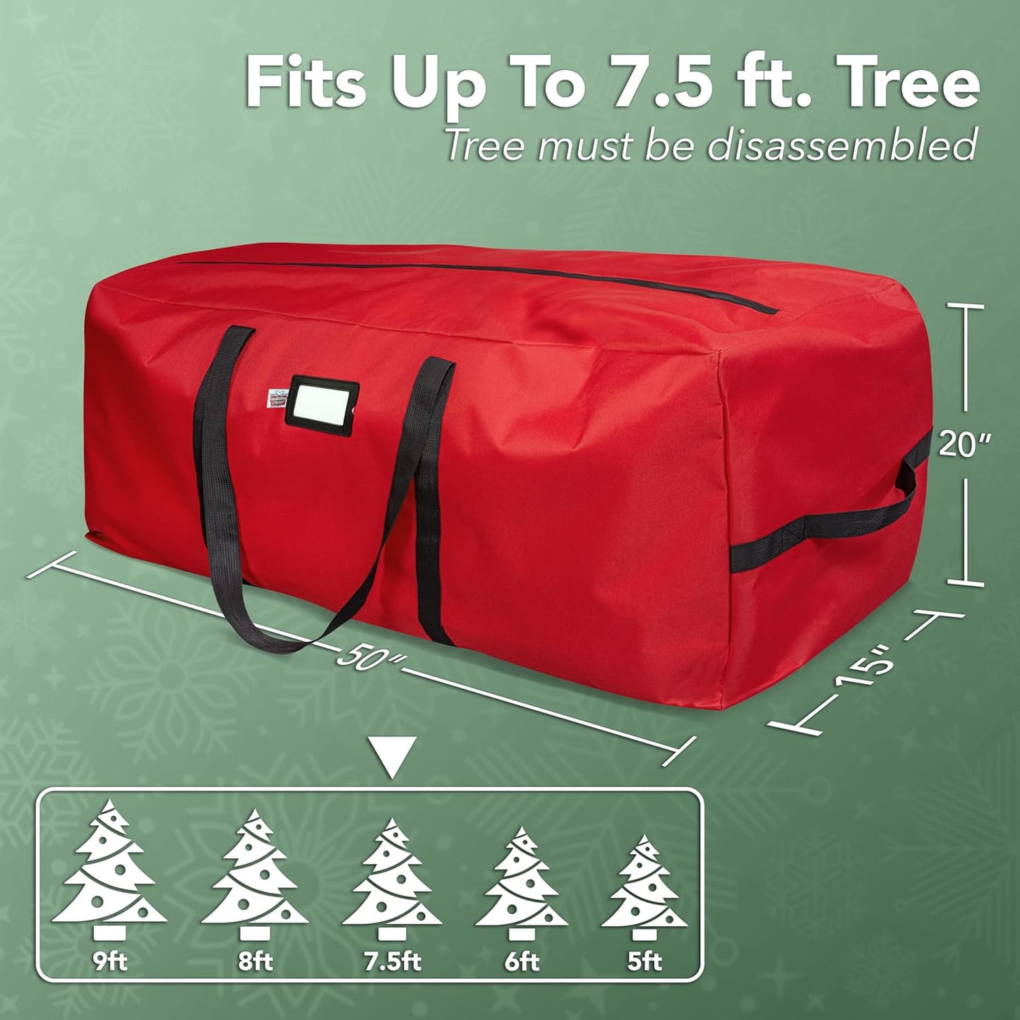 Christmas Tree Storage Bag – Heavy Duty Christmas Tree Bag Fits up to 7.5Ft Tall Artificial Christmas Tree, Waterproof with Durable Handles & Zipper – Xmas Tree Storage Bag (RED)