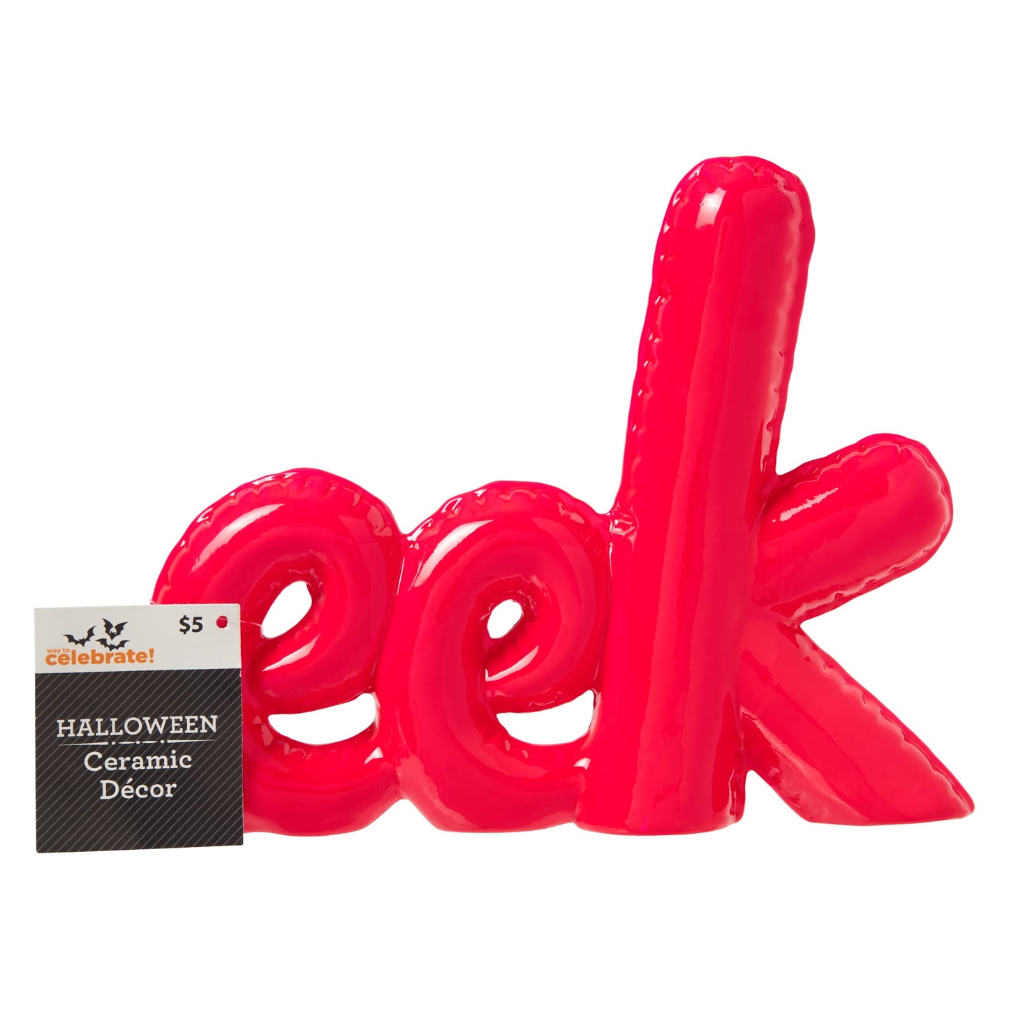 "Charming Pink Eek Halloween Ceramic Tabletop Decoration - 7 Inches by "