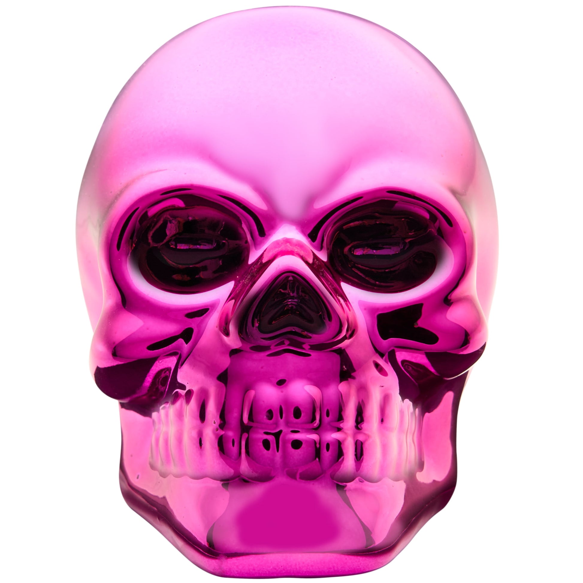 "Vibrant Hot Pink Halloween Ceramic Skull Tabletop Decor - 4.25 In by "