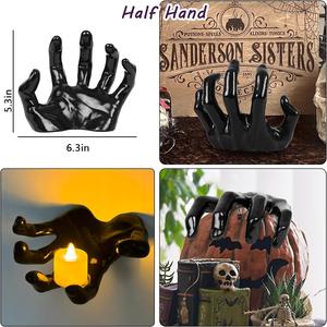 Creepy Reaching Hands Halloween Decor - Set of 3 Life-Sized Wall Mounts with Lighted Candles for Spooky Gothic Vibes - Perfect for Scary Indoor Accents! DAZONGE