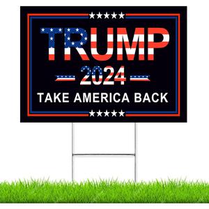 Support Trump in 2024! 🌟 Durable Double-Sided Yard Signs (18"x12") with Heavy-Duty Metal H-Frames. Fade Resistant & Perfect for Showing Your Patriotism! 🇺🇸 Take America Back - Grab Yours Now! Oligei