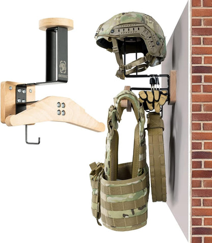 Tactical Gear Wall Mount, Motorcycle Helmet Holder Stand Jacket Hanger Plate Carrier Rack Display Organizer for Police Football Cycling Suit