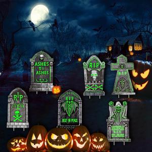 Spook up your Halloween with our Glow in the Dark Tombstone Yard Signs! 🎃👻 6PCS Graveyard Props with Stakes for your outdoor decor. Perfect for your family home, front yard, lawn & garden Halloween party! Get ready to scare in style! 🕷️🕸️ CiniQy