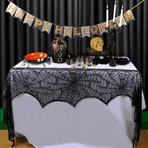 Spook up your Halloween with Aerwo's Black Lace Spiderweb Mantle Scarf! Perfect for festive fireplace decor at parties and gatherings. Size: 45x243cm (18x96in). Create a hauntingly beautiful atmosphere this season! AerWo