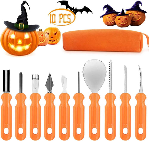 " 10-Piece Professional Pumpkin Carving Kit with Carrying Bag – Perfect for Halloween Fun!"