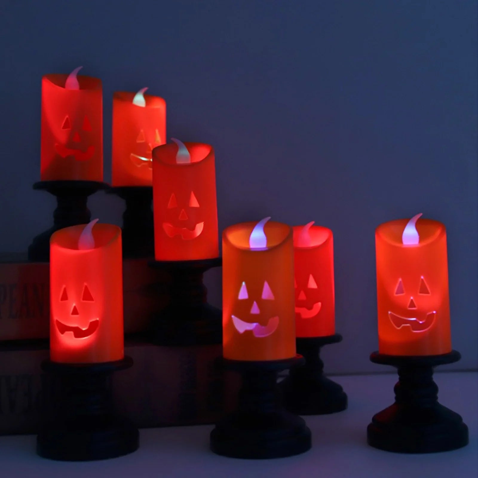 "Enchanting  Halloween LED Candle Lights - Flameless Pumpkin Lanterns for Spooktacular Decor!"