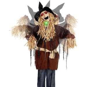 Joliyoou 6FT Halloween Animated Scarecrow Props, Live-Sized Voice Activated Ghost with Turning Heads, Swing Arms, Red Lighted Eyes & Scary Sound for Haunted House Spooky Party Decorations Joliyoou Inc