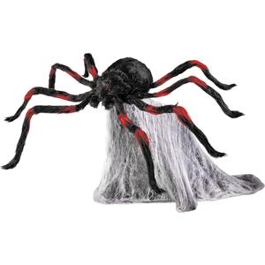 Spooktacular LED Red and Black Jumping Spider Animatronic - 21 Inch Moving Halloween Horror Décor Prop for Ultimate Frights and Haunts! Perfect for Haunted Houses and Halloween Parties! Spirit Halloween