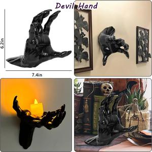 Creepy Reaching Hands Halloween Decor - Set of 3 Life-Sized Wall Mounts with Lighted Candles for Spooky Gothic Vibes - Perfect for Scary Indoor Accents! DAZONGE