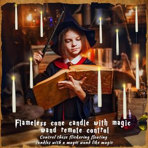 20PCS LED Floating Candles with Wand - Create a Spooky Atmosphere this Halloween! Remote-Controlled Flameless Candles for Indoor Parties, Flickering Warm Light for Magical Decor! Perfect for Your Themed Celebrations! Boribim