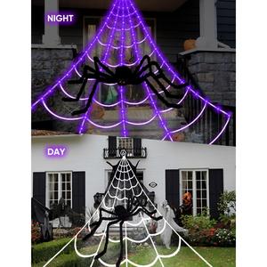 Transform your Halloween with our Spooky Spider Web Lights! 🎃✨ 250 LED Purple String Lights (16.4Ft) + Remote Control, 8 Modes, Waterproof & includes a 47" Large Spider for outdoor thrills! Perfect for creating a haunting atmosphere! 🕷️👻 LCHUANG