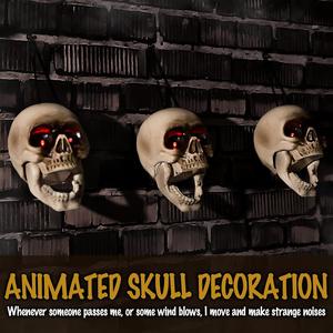 Creepy Animated Halloween Skull Heads - Sound Activated Floating Skeletons with Light-Up Eyes, Spooky Voice & Scary Movements for Indoor/Outdoor Haunted Decor ELAMAS