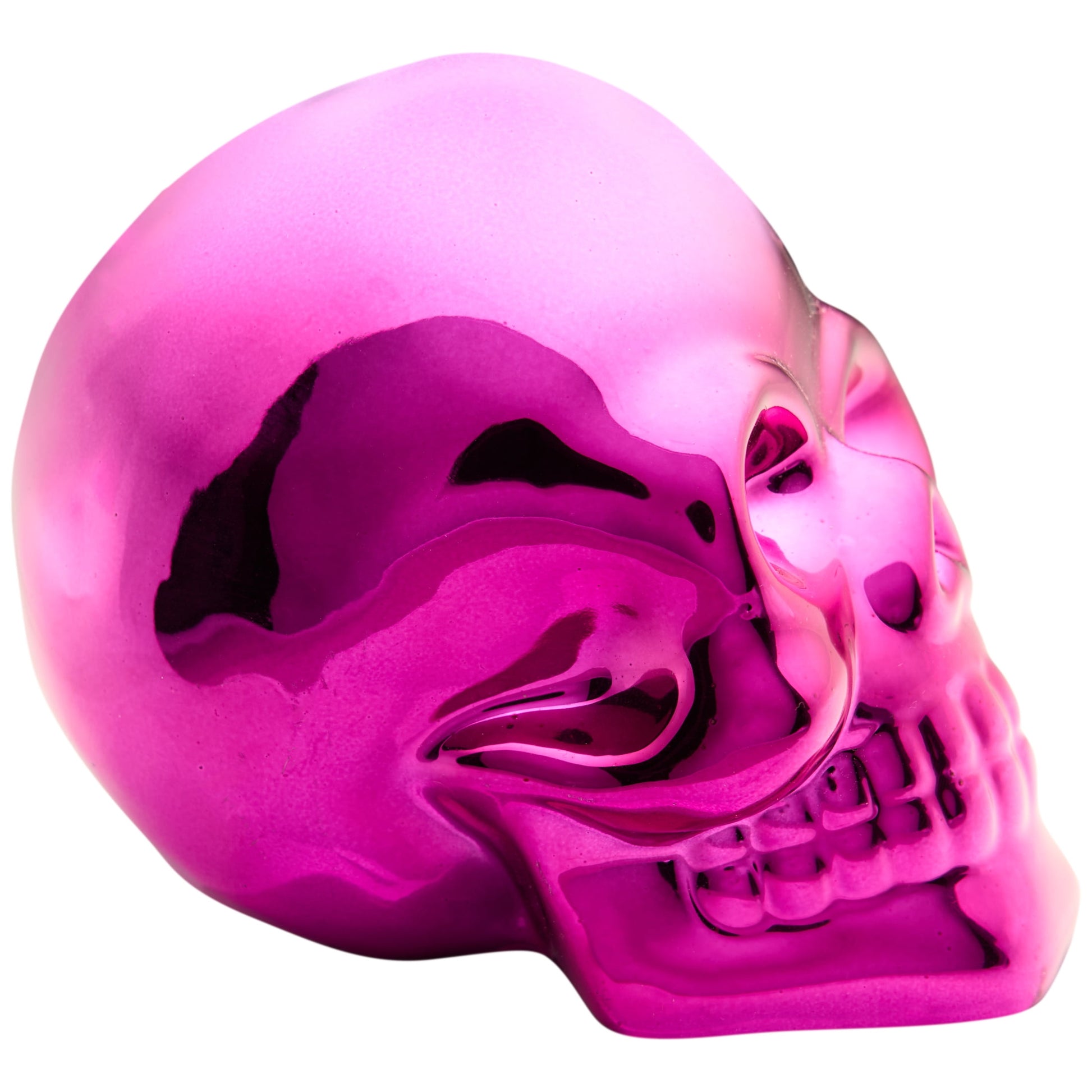 "Vibrant Hot Pink Halloween Ceramic Skull Tabletop Decor - 4.25 In by "