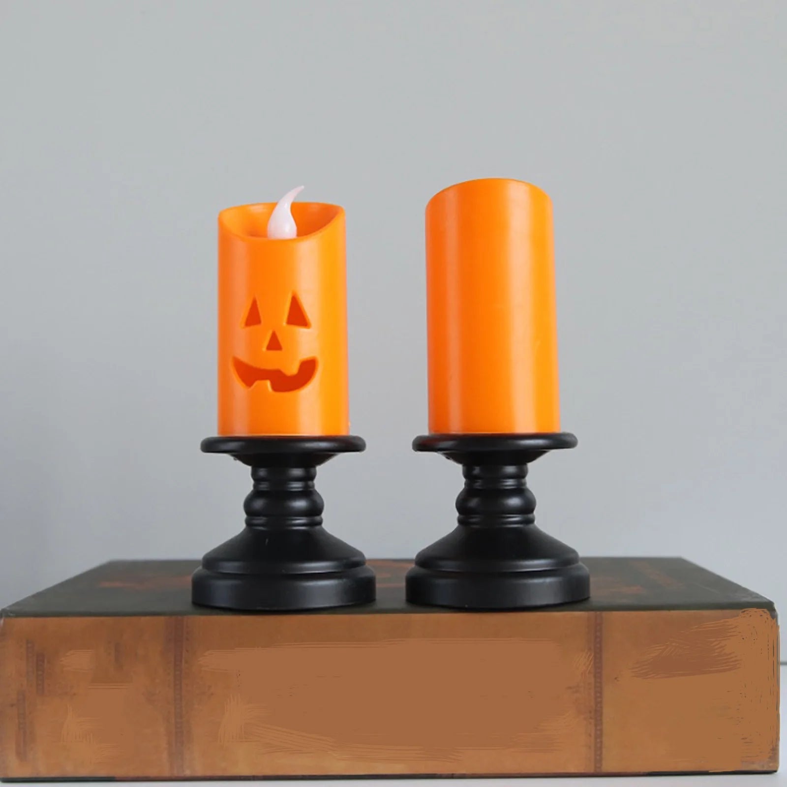 "Enchanting  Halloween LED Candle Lights - Flameless Pumpkin Lanterns for Spooktacular Decor!"