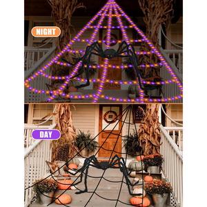 Transform your yard into a haunted haven with our Giant Spider Web Halloween Lights! 550 LEDs, 16.4Ft web, 4Ft spider, 8 modes, waterproof & timer. Perfect for spooky parties and seasonal decor! Get ready to scare! 🎃🕷️✨ VITI