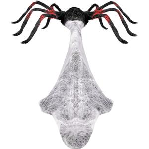 Spooktacular LED Red and Black Jumping Spider Animatronic - 21 Inch Moving Halloween Horror Décor Prop for Ultimate Frights and Haunts! Perfect for Haunted Houses and Halloween Parties! Spirit Halloween