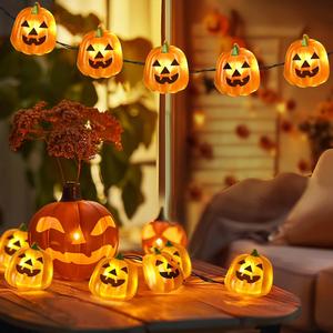 Halloween Decorations Pumpkin Lights-10FT 30 LED Battery Operated Fairy String Lights for Indoor/Outdoor Halloween Decor, Plastic Pumpkin Gift