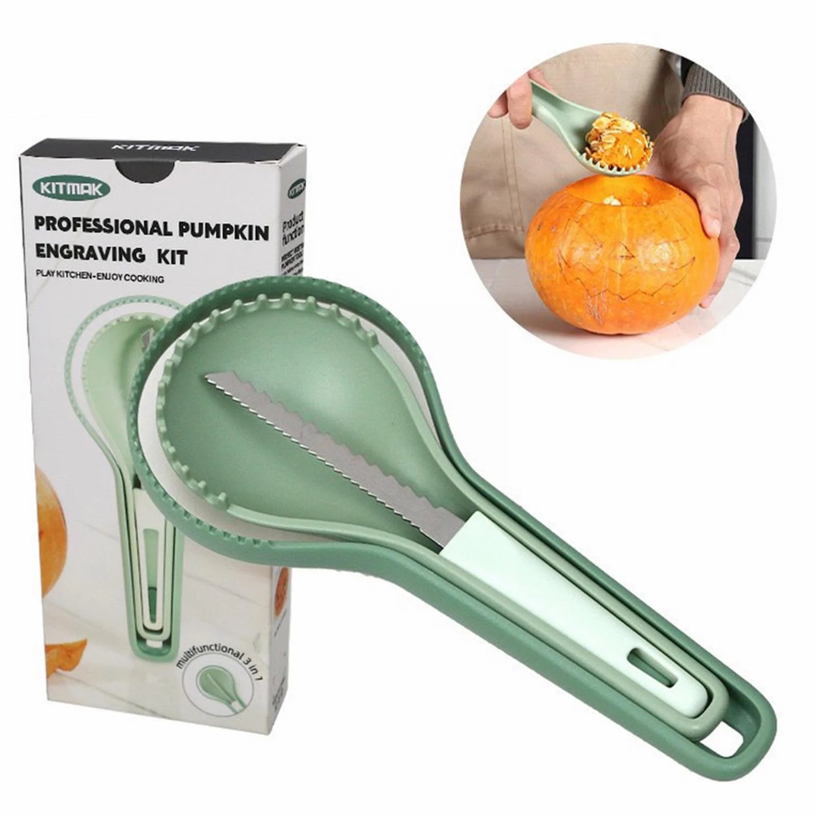 "Spooktacular Savings! 3-in-1  Grater Pumpkin Carving Kit - Perfect for Halloween Decorators, Beginners & Pros!"