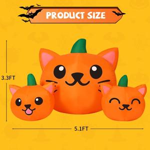 Get into the spooky spirit with our 5FT Inflatable Halloween Pumpkin Cat Head! Featuring built-in LEDs, it’s the ultimate yard decoration for your indoor & outdoor parties, garden, and lawn. Perfect for creating a festive vibe this Halloween! 🎃🐱✨ COMIN