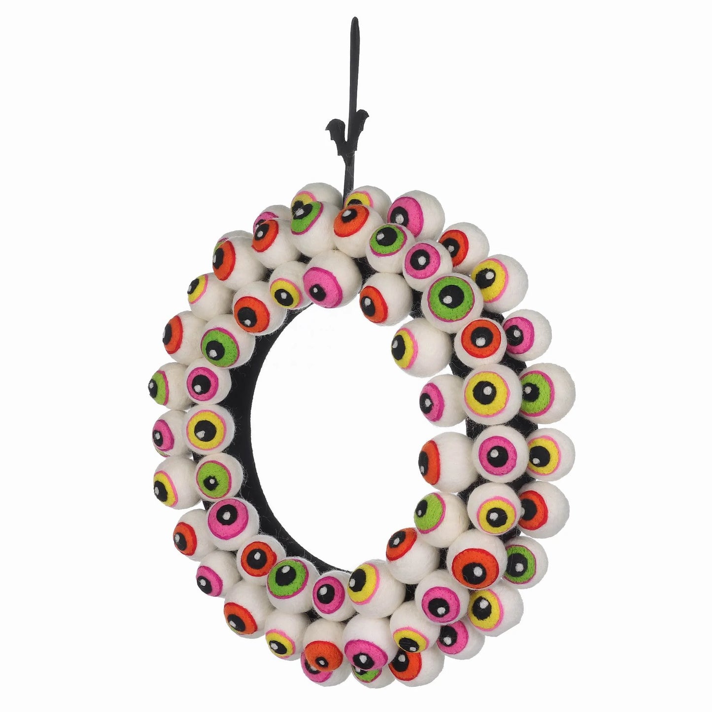 "Spooktacular Halloween Multicolor Felt Eyeball Wreath - 17" Festive Decor by !"